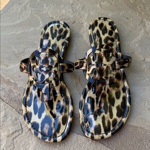 TORY BURCH Patent Leather Miller Sandals in Leopard